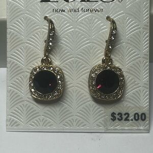 2028 Elegant Gold and Purple Gemstone Drop Earrings